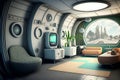 interior of utopian retrofuturistic moonbase, neural network generated art