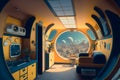 interior of utopian retrofuturistic moonbase, neural network generated art Royalty Free Stock Photo