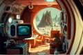 interior of utopian retrofuturistic moonbase, neural network generated art