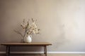interior vase space design home plaster contemporary decor wall copy table blank. Generative AI. Royalty Free Stock Photo