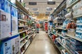 Interior view of aisles inside PetSmart store. Royalty Free Stock Photo