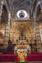 Interior view, altar area of the Duomo di Siena. Metropolitan Cathedral of Santa Maria Assunta. Tuscany. Italy. Royalty Free Stock Photo