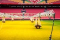 Interior view of Amsterdam Ajax Football Arena. System of care and sprinkling of the lawn at the stadium