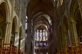 Interior view of Basilique Royale de Saint-Denis or Basilica of Saint Denis. Paris, France.
