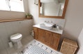 Interior View Of Beautiful Bathroom With Wash Basin And WC  In Family Home Royalty Free Stock Photo