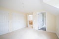 Interior View Of Beautiful Bedroom With Fitted Wardrobes And En Suite Bathroom In New Family House Royalty Free Stock Photo