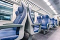 Interior view of a blue train Royalty Free Stock Photo