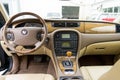 Interior view of brightly green Jaguar S-type 2007 Royalty Free Stock Photo