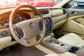 Interior view of brightly green Jaguar S-type 2007 Royalty Free Stock Photo