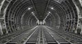 Interior view of a cargo airplane showcasing its loading system and structural design Royalty Free Stock Photo