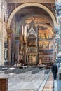 Interior view of cathedral nave in Rome