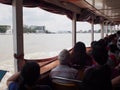 Interior view CHAO PHRAYA river express passenger transportation boat