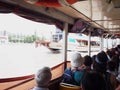 Interior view CHAO PHRAYA river express passenger transportation boat