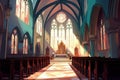 interior view church gital illustration Ai Generate