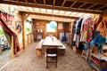 Interior View Of Communal Room On Glamping Camp Site With Vintage Clothing