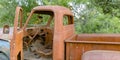 Interior view of a completely ruined vehicle Royalty Free Stock Photo