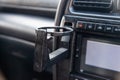 Interior view with cupholder on front dashboard in the car