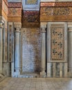 Interior view of decorated marble walls surrounding the cenotaph in the mausoleum of Sultan Qalawun