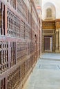 Decorated marble walls surrounding the cenotaph in the mausoleum of Sultan Qalawun, Old Cairo, Egypt