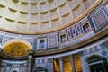 Interior view of the dome of the Pantheon of Agrippa in Rome Royalty Free Stock Photo