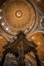 St Peter`s dome by Michelangelo Buonarroti with Bernini`s baldacchino, Vatican city Royalty Free Stock Photo