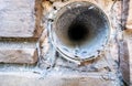 Interior view of dryer vent line with lint and dust buildup Royalty Free Stock Photo