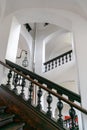 Interior view of the elegant staircase in Salem Palace in southern Germany