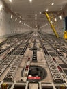 Empty Cargo Plane Interior with Conveyor System Royalty Free Stock Photo