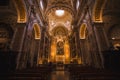 Interior view of catholic church in Rome.