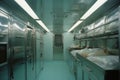 interior view of empty modern sterile biological laboratory. futuristic scene