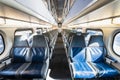 Interior view of an empty passenger train car Royalty Free Stock Photo
