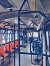 Interior view of empty public bus in wuhan city