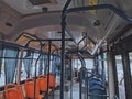 Interior view of empty public bus in wuhan city