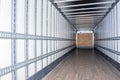 Interior view of empty semi truck dry van trailer Royalty Free Stock Photo