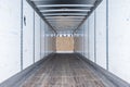 Interior view of empty semi truck dry van trailer Royalty Free Stock Photo