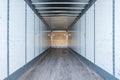 Interior view of empty semi truck dry van trailer Royalty Free Stock Photo