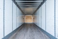 Interior view of empty semi truck dry van trailer Royalty Free Stock Photo
