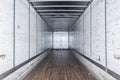 Interior view of empty semi truck dry van trailer Royalty Free Stock Photo