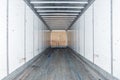 Interior view of empty semi truck dry van trailer Royalty Free Stock Photo