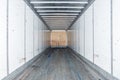 Interior view of empty semi truck dry van trailer Royalty Free Stock Photo