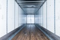 Interior view of empty semi truck dry van trailer Royalty Free Stock Photo