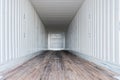 Interior view of empty semi truck dry van trailer Royalty Free Stock Photo