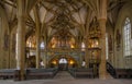 Interior view of the evangelical town church of Bad Wimpfen, view of the old organ. Neckartal, Baden-Wuerttemberg, Germany, Europe Royalty Free Stock Photo