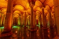 Interior view of the famous underground Basilica Cistern in Istanbul