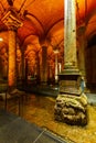 Interior view of the famous underground Basilica Cistern in Istanbul