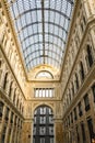 Interior view of Galleria Umberto I, a public shopping gallery in Naples, Italy. Built between 1887 1890