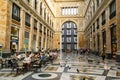 Interior view of Galleria Umberto I, a public shopping gallery in Naples, Italy. Built between 1887 1890