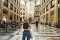 Interior view of Galleria Umberto I, a public shopping gallery in Naples, Italy. Built between 1887 1890