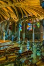 Guell Crypt Interior, Catalunya, Spain Royalty Free Stock Photo