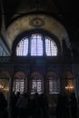 Interior view of Hagia Sophia that was a Greek Orthodox Christian patriarchal basilica, later an imperial mosque